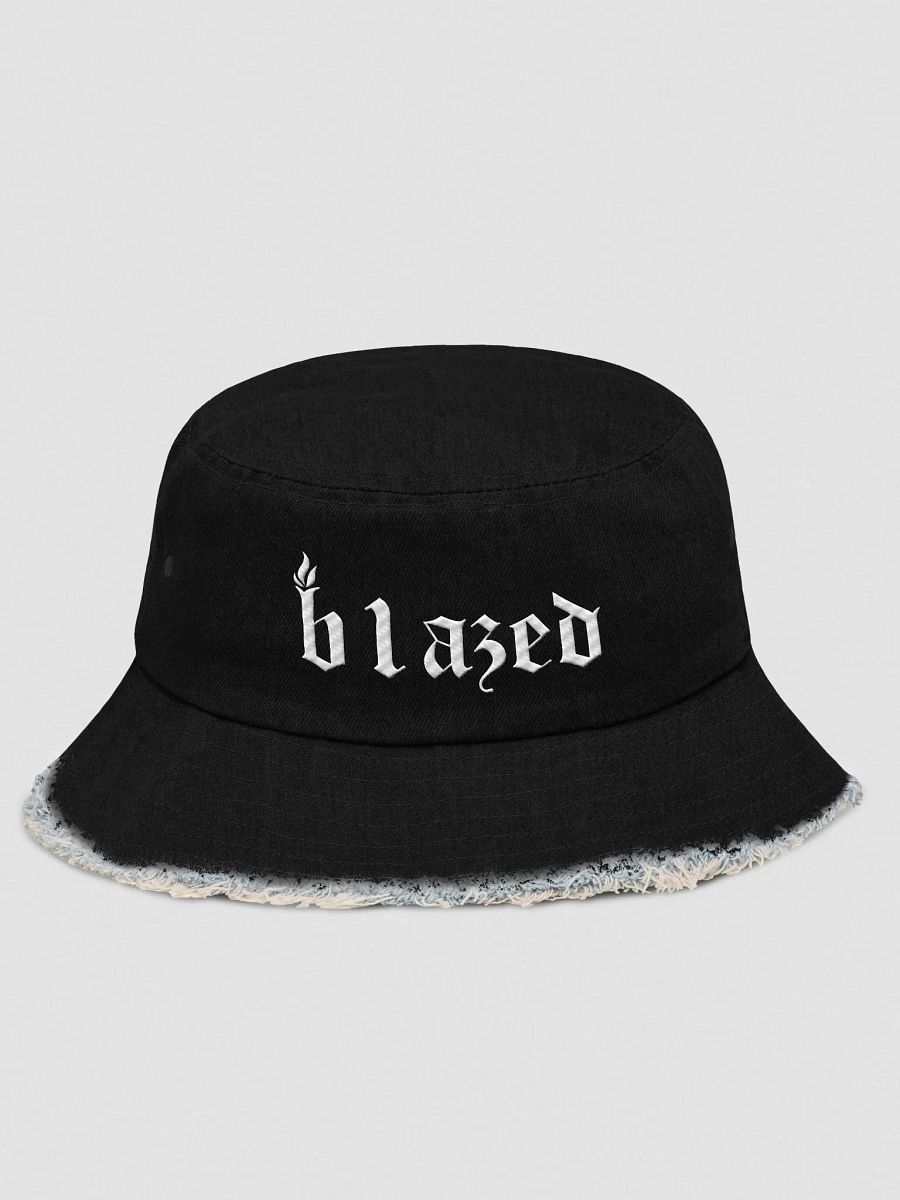 b1azed distressed denim bucket hat – effortless style with a bold edge product image (1)