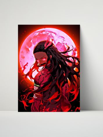Demon Slayer Nezuko 8"x10" Metal Print – Crimson Moon product image (1)