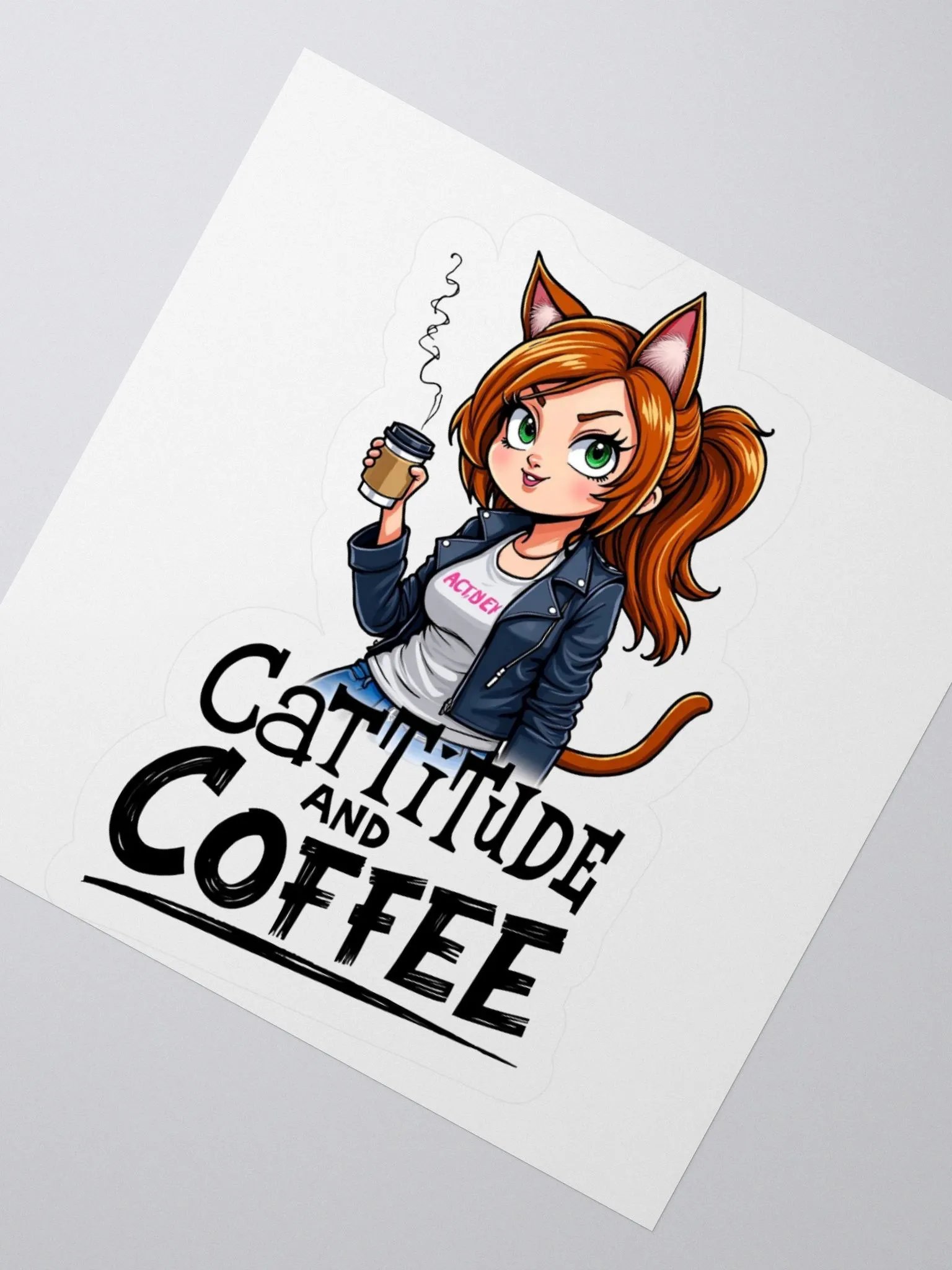 Cat-Titude and Coffee Kiss Cut Stickers product image (4)