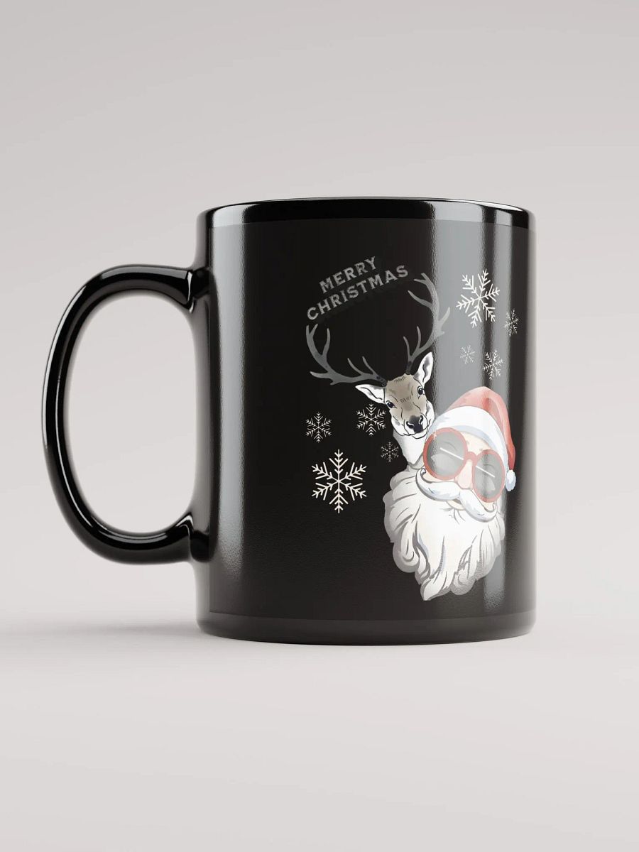 Cool Santa and Hip Reindeer Black Mug product image (11)