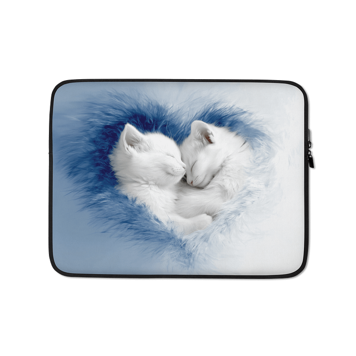 Kitten Love on Blue Laptop Sleeve product image (1)