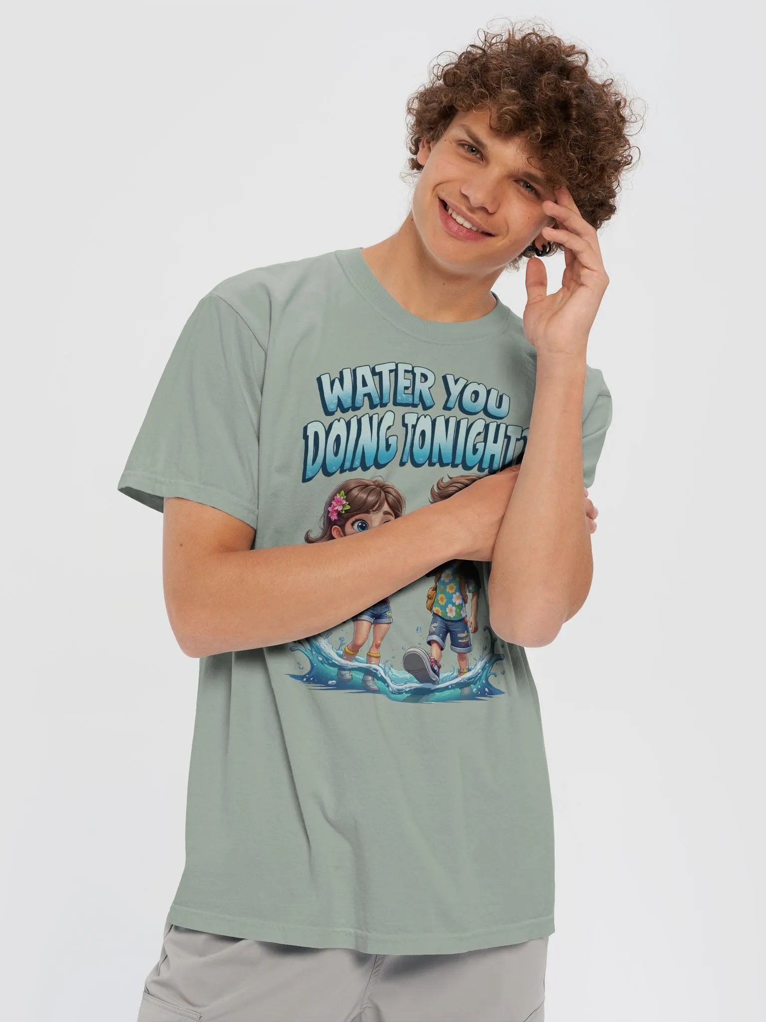 Water You Doing Tonight? Playful Cartoon T-Shirt product image (62)