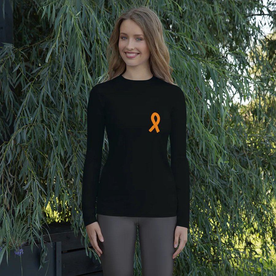 Women's Rash Guard - Black - Cancer Awareness Orange Ribbon product image (5)