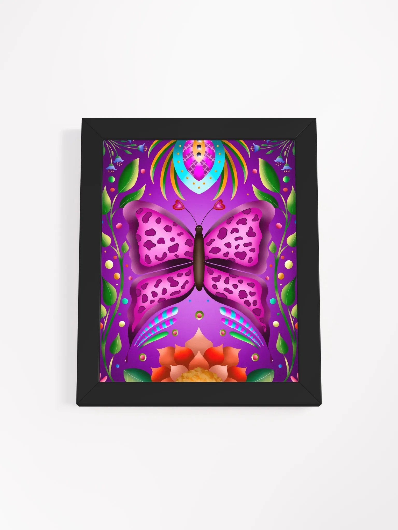 Purple Butterfly Vibrant Matte Poster in Ayous Wood Frame product image (2)