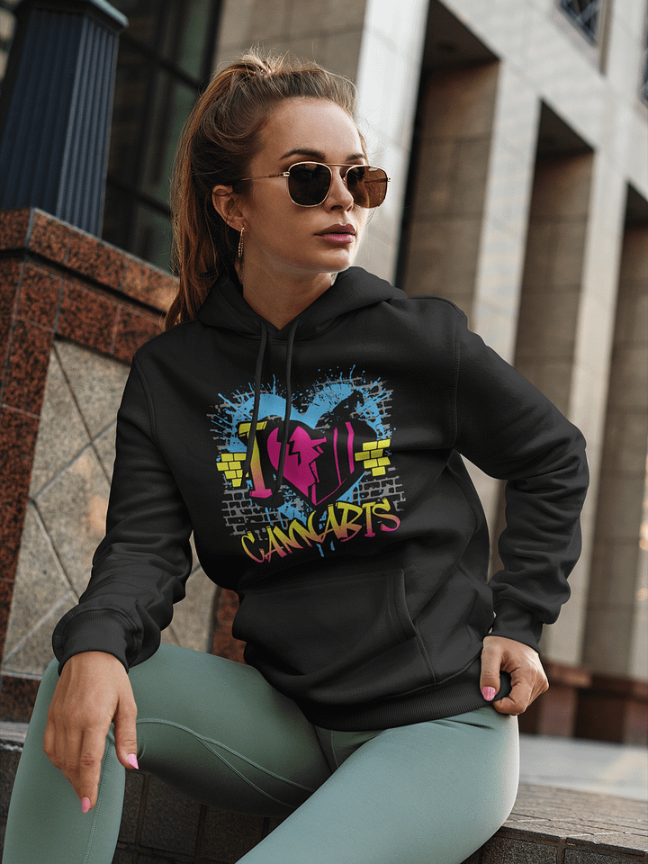 Graffiti "I ♥ Cannabis” Hoodie – Urban Street Art Weed Pullover | Premium Unisex Fit product image (1)
