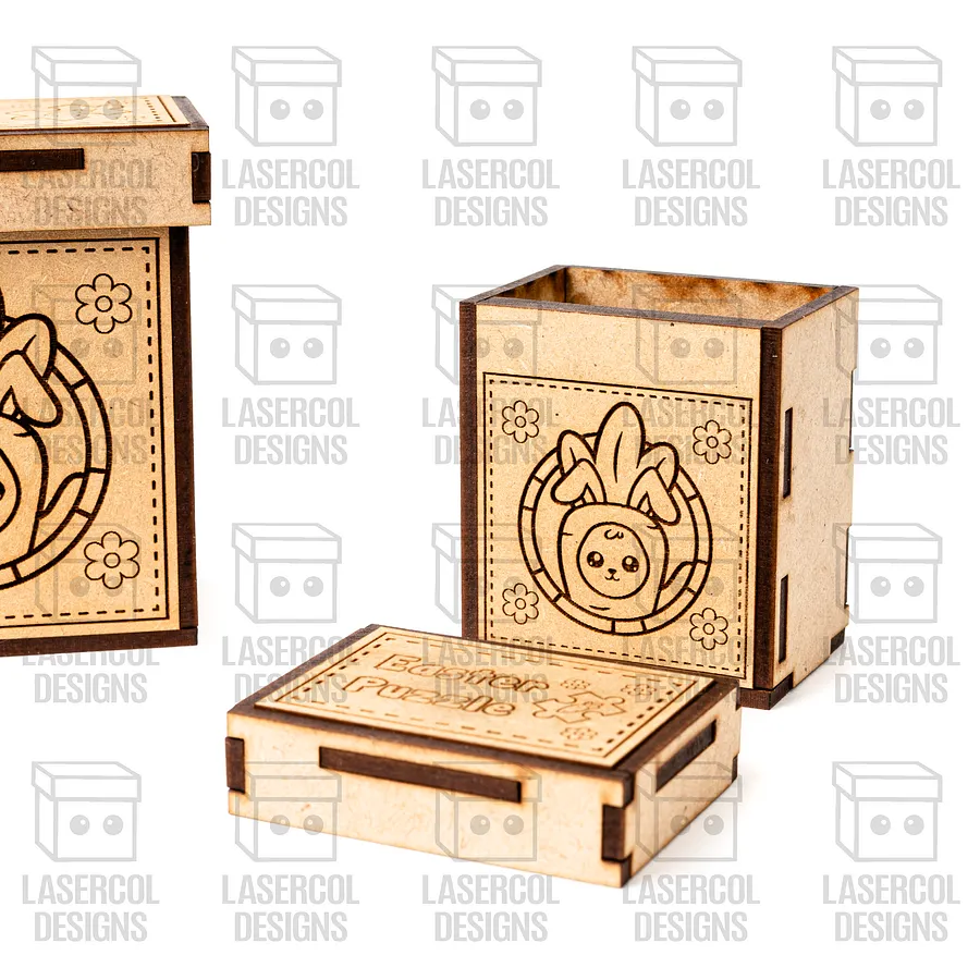 Easter Bunny Puzzle With Box Set 3 (2 Sizes) - Laser Cut Files product image (10)