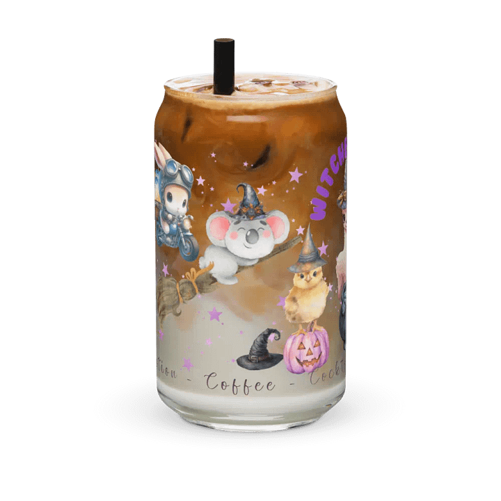 Witches Brew Coven: The Enchanted Gathering Glass Can Tumbler | 16oz | Optional Bamboo Lid & Straw product image (2)