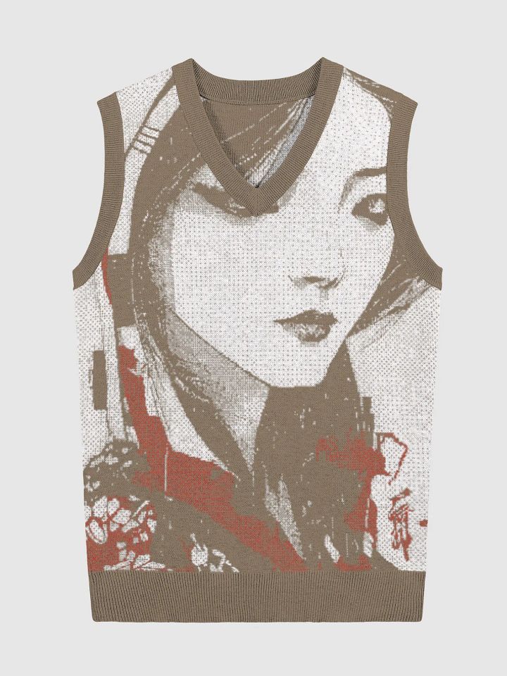 Geisha-Inspired II Serenity Jacquard V-Neck Vest product image (1)