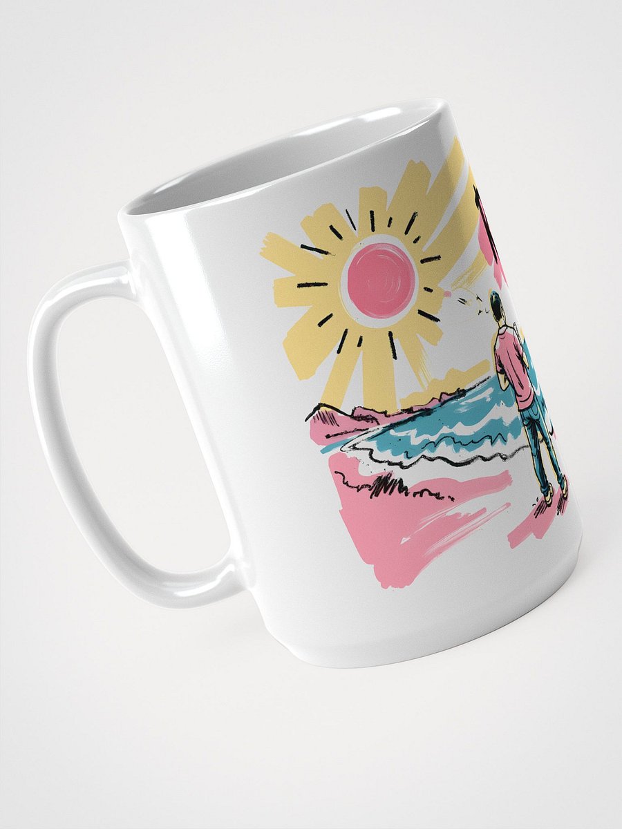 Red Alert Beach Art Print – Sunset Danger Warning Glossy Mug product image (4)