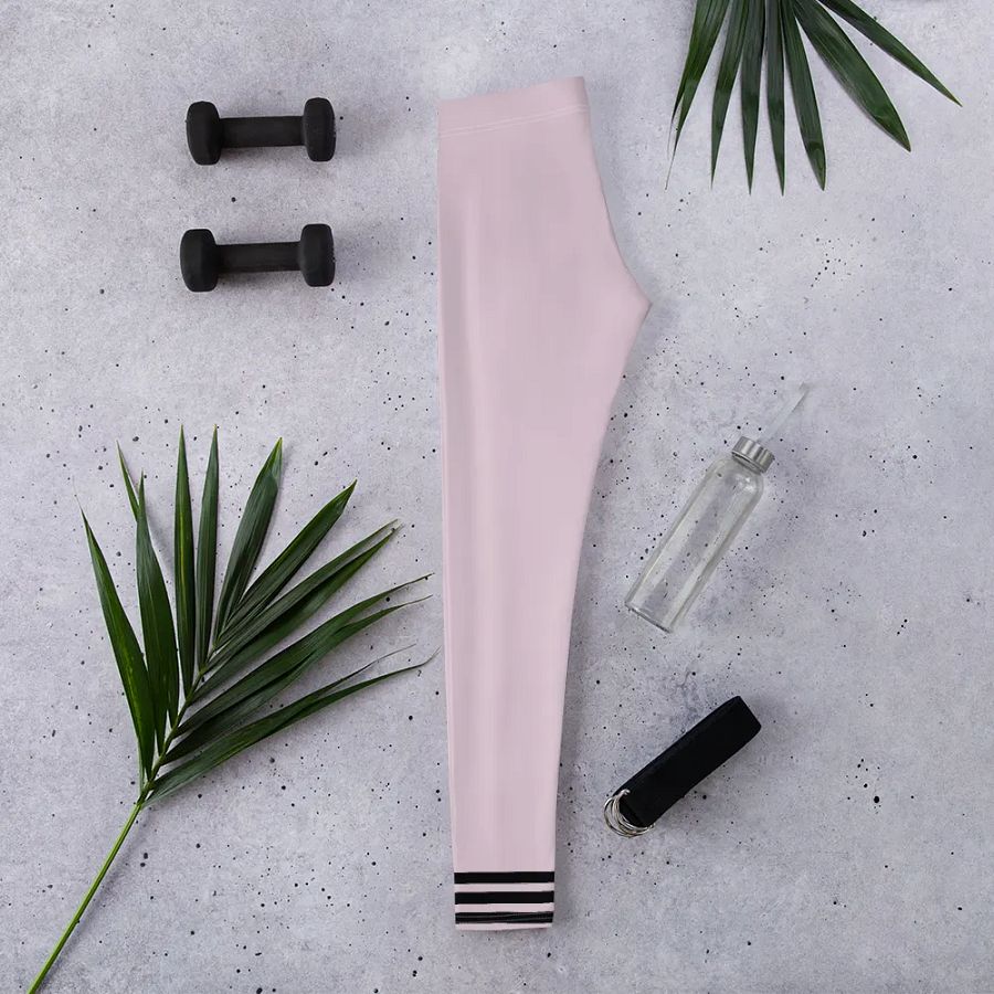 All-Over Print Leggings-Backfill Pale Twilight colour with Pink Lady design, black stripes. product image (2)