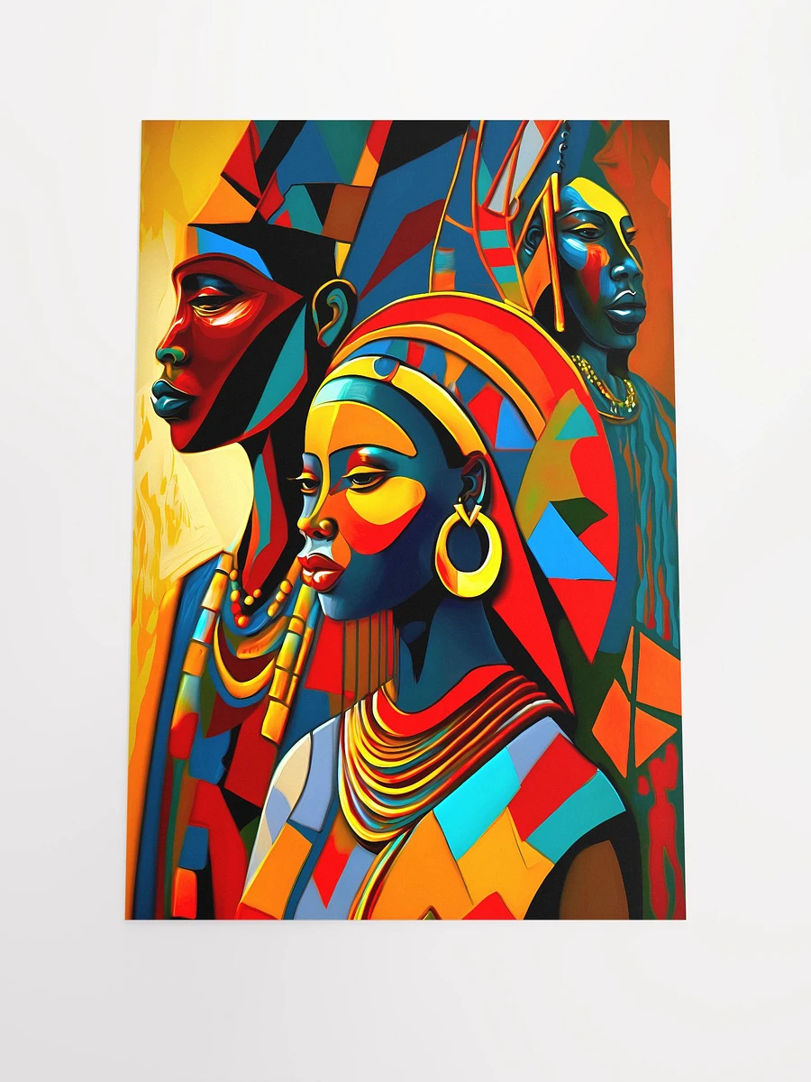 Tribute in Triptych: Stylized African Figures Africa Art Colorful Abstract Art Matte Poster product image (3)