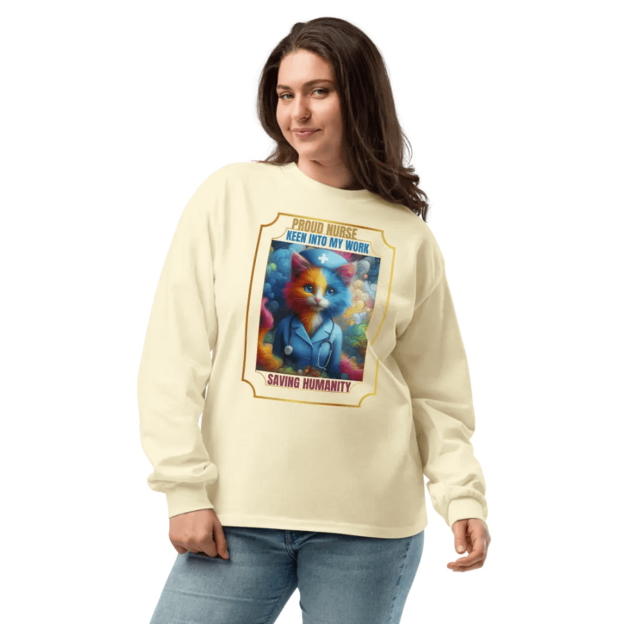 Whimsical Nurse Cat Long Sleeve Shirt product image (29)