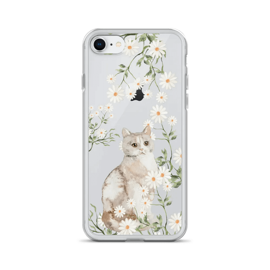 Daisy Garden Cat Floral iPhone Clear Case product image (1)