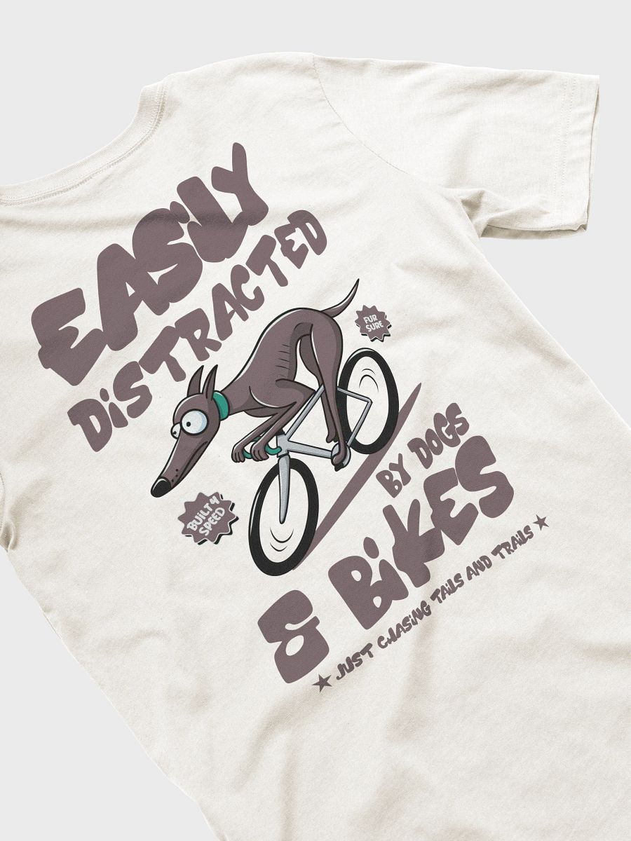Easily Distracted by Dogs & Bikes Funny Cycling T-Shirt – Greyhound Dog Rider Tee for Bike Lovers - Plain product image (40)