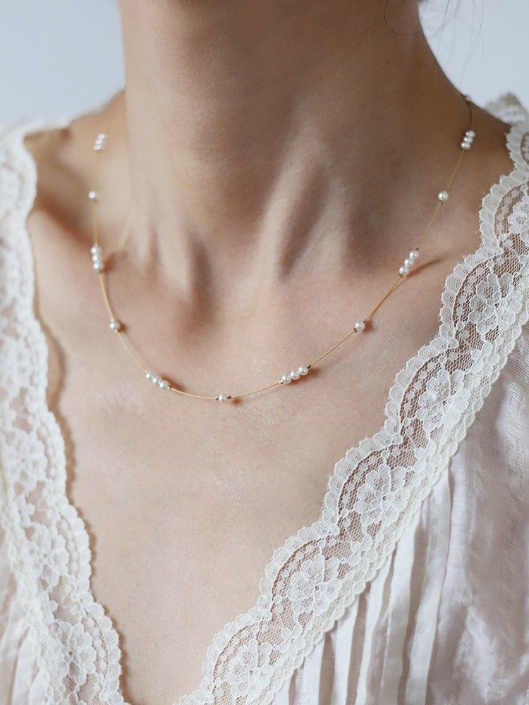 Handmade pearl Necklace | 18K Gold Plated product image (2)