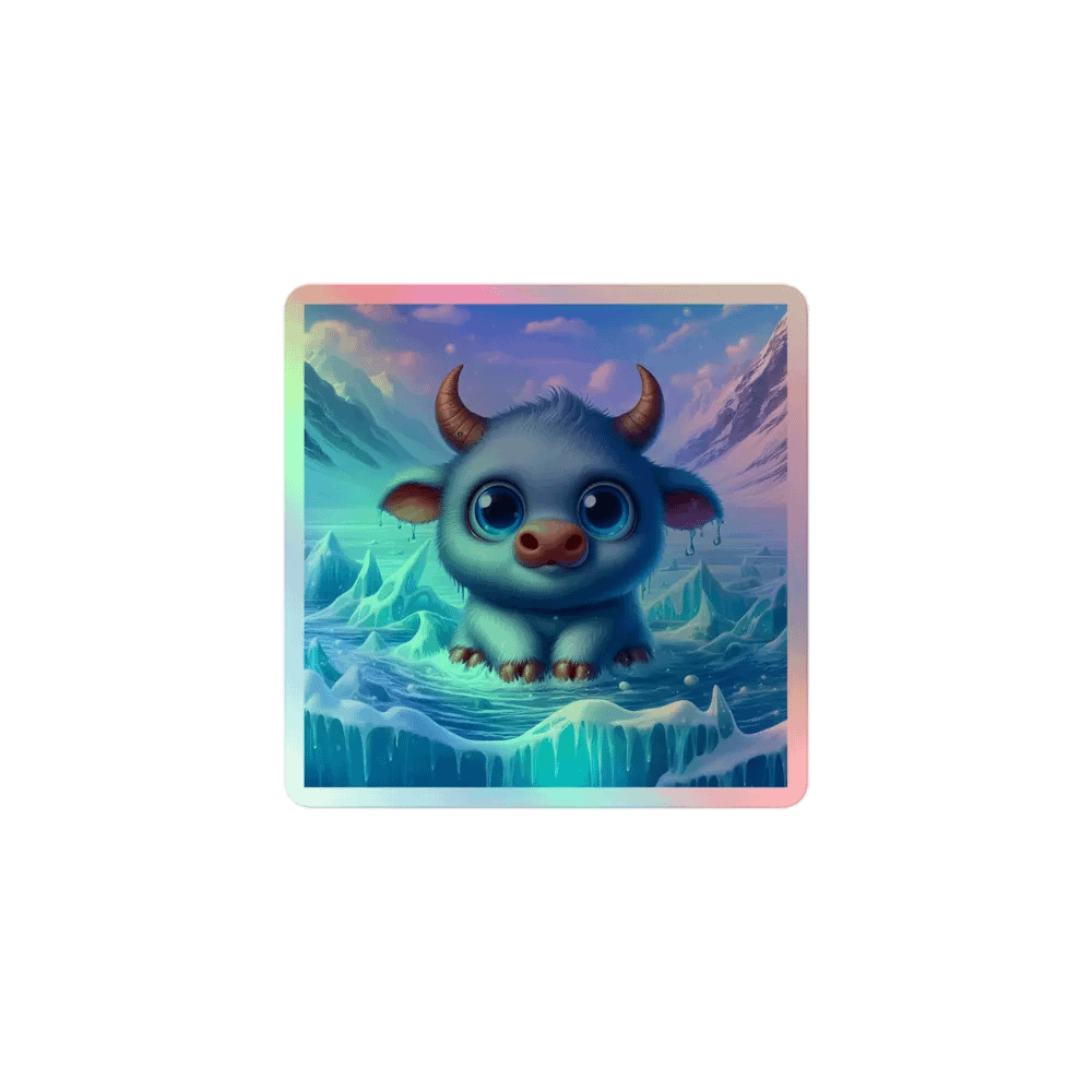 Whimsical Winter Yak Holographic Sticker Set product image (1)