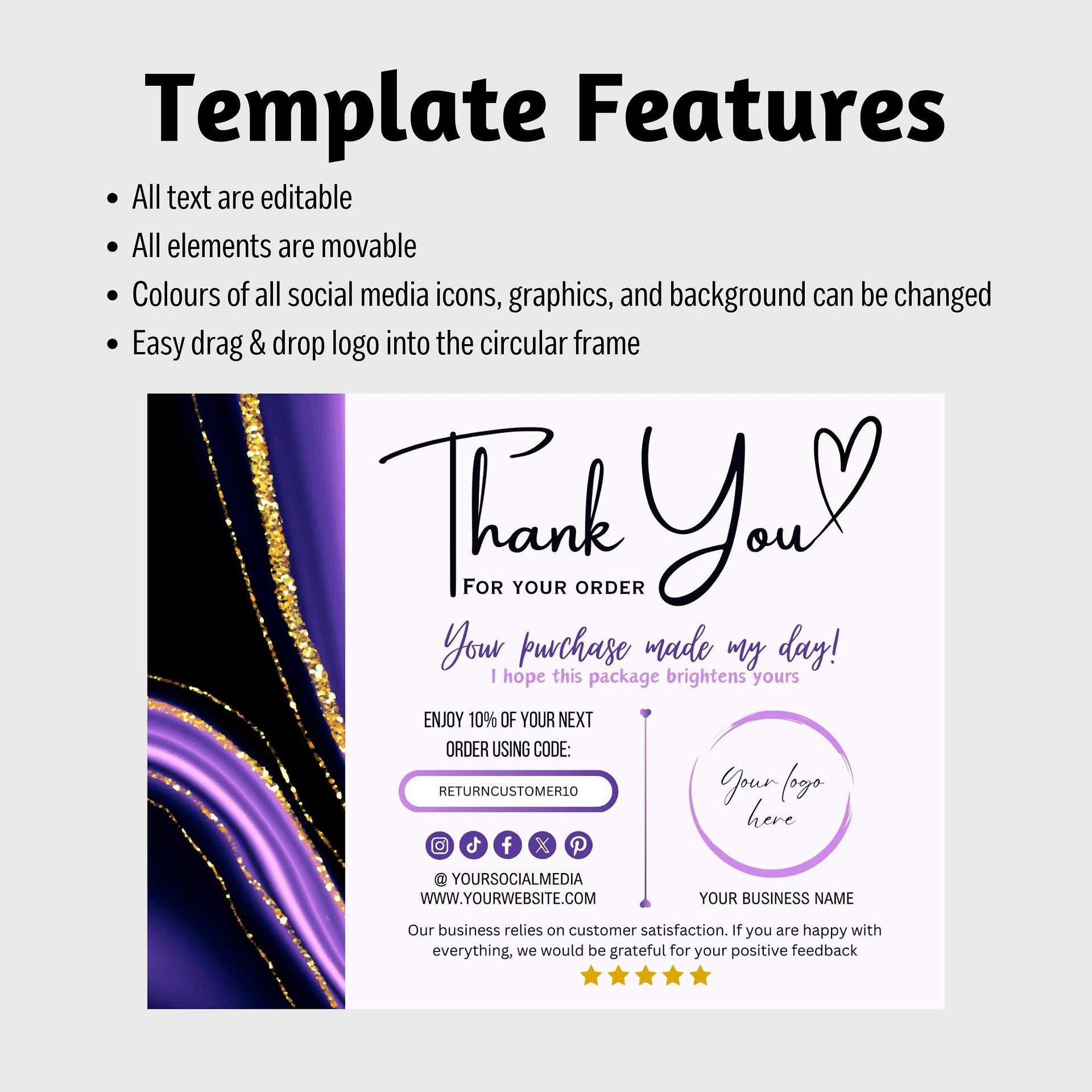 Amethyst - Thank You Card Template product image (7)