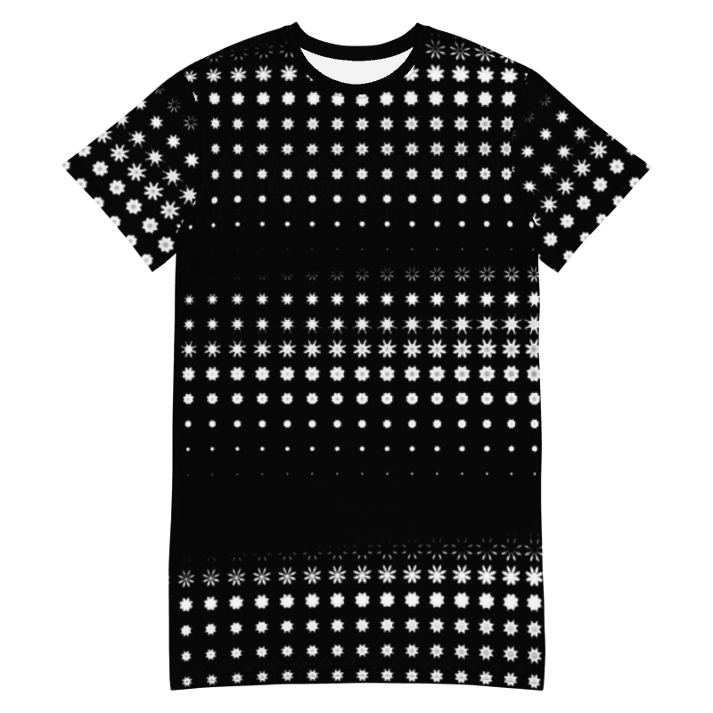Abstract Black and White Flowers T Shirt Dress product image (9)