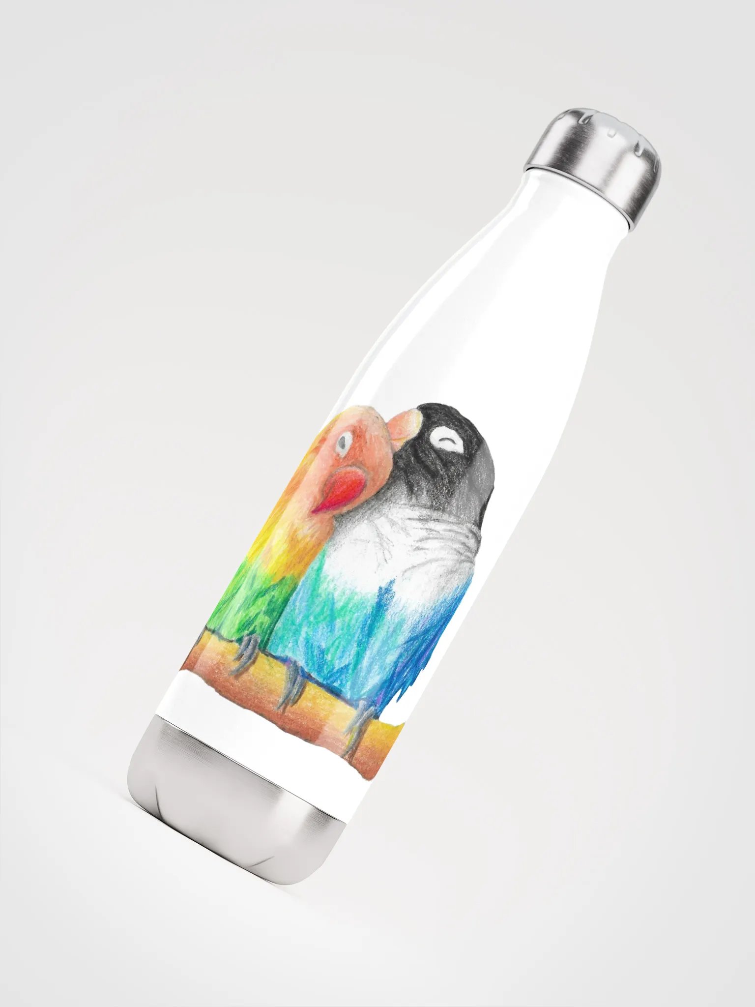 Lovebirds Drawing Water Bottle product image (4)