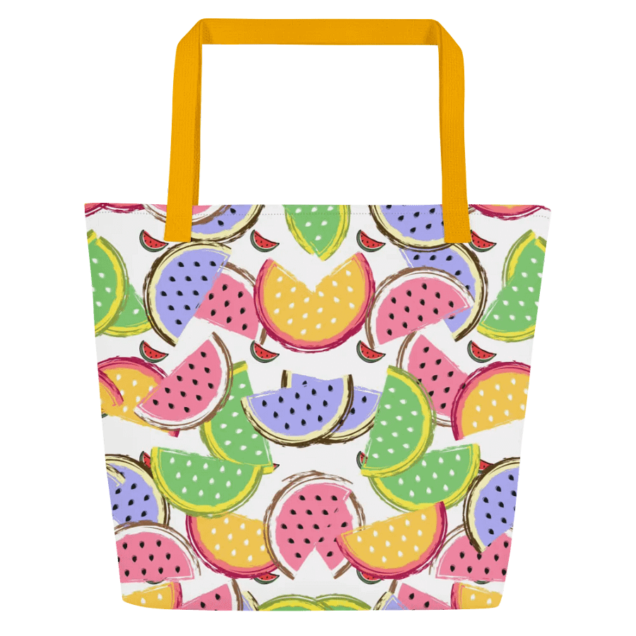 Big printed tote bag with tropical colorful watermelon  design product image (1)