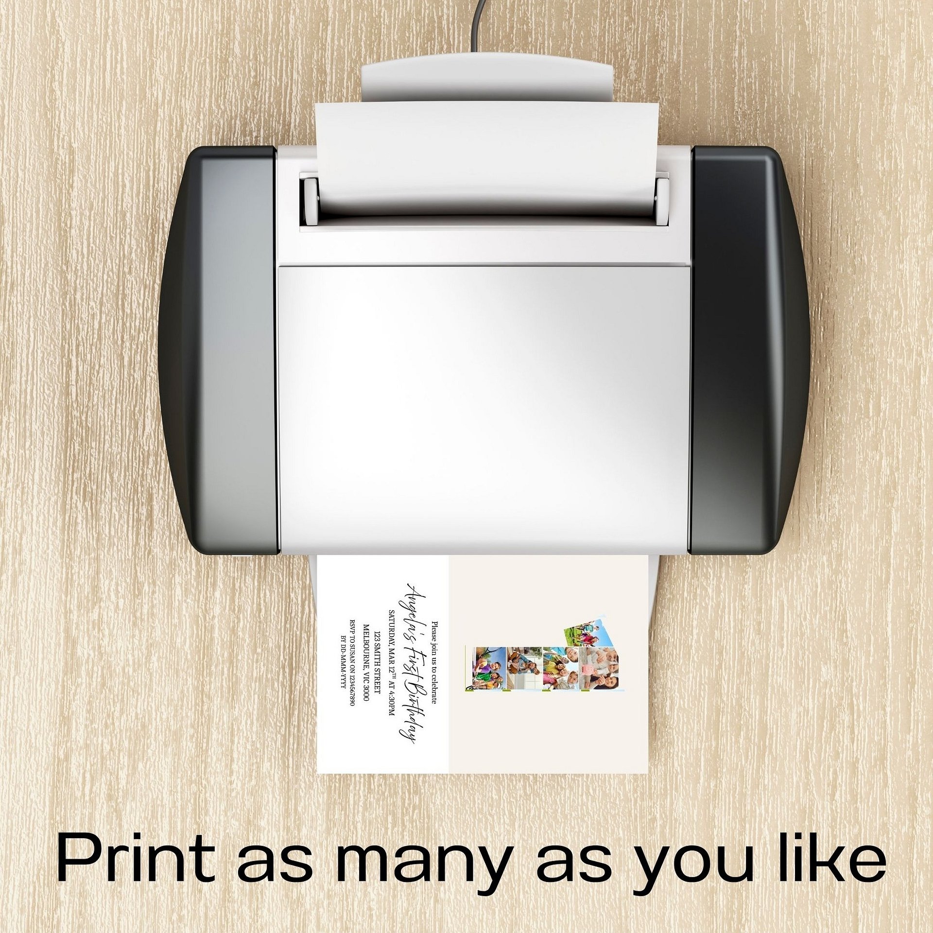 1st Birthday Photo Collage Editable Invitation Template product image (9)