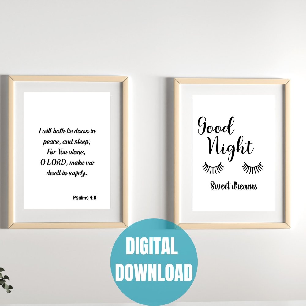 Psalms 4:8 & Good Night Printable Wall Art product image (3)