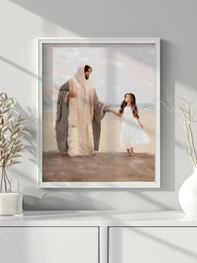 Jesus and a girl, baptism print product image (1)