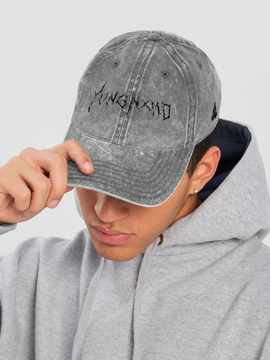 YvngNxmd Black Script Logo Acid Wash Cap product image (3)
