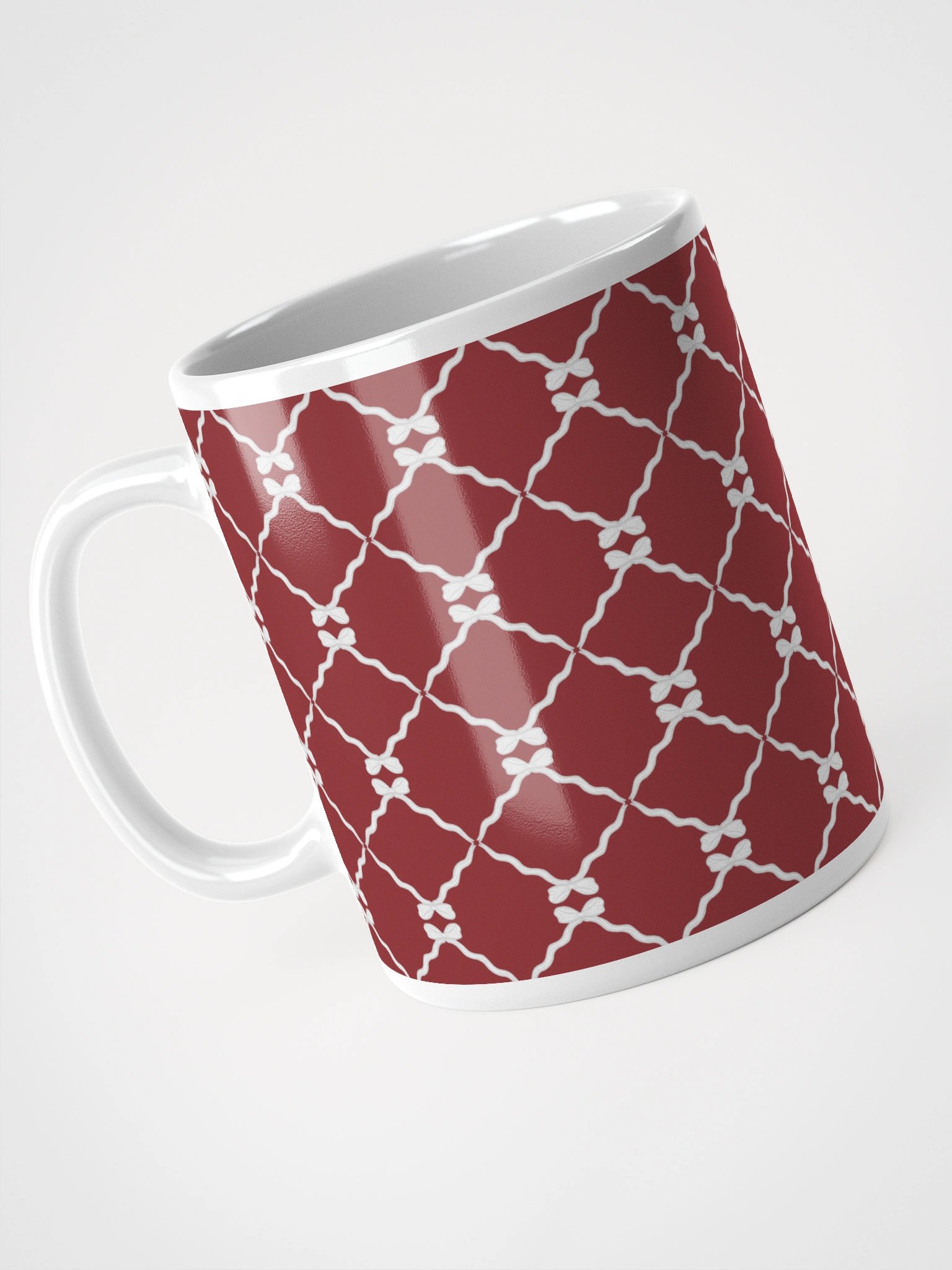 Bows and Ribbon Pattern Mug in Red and White product image (5)