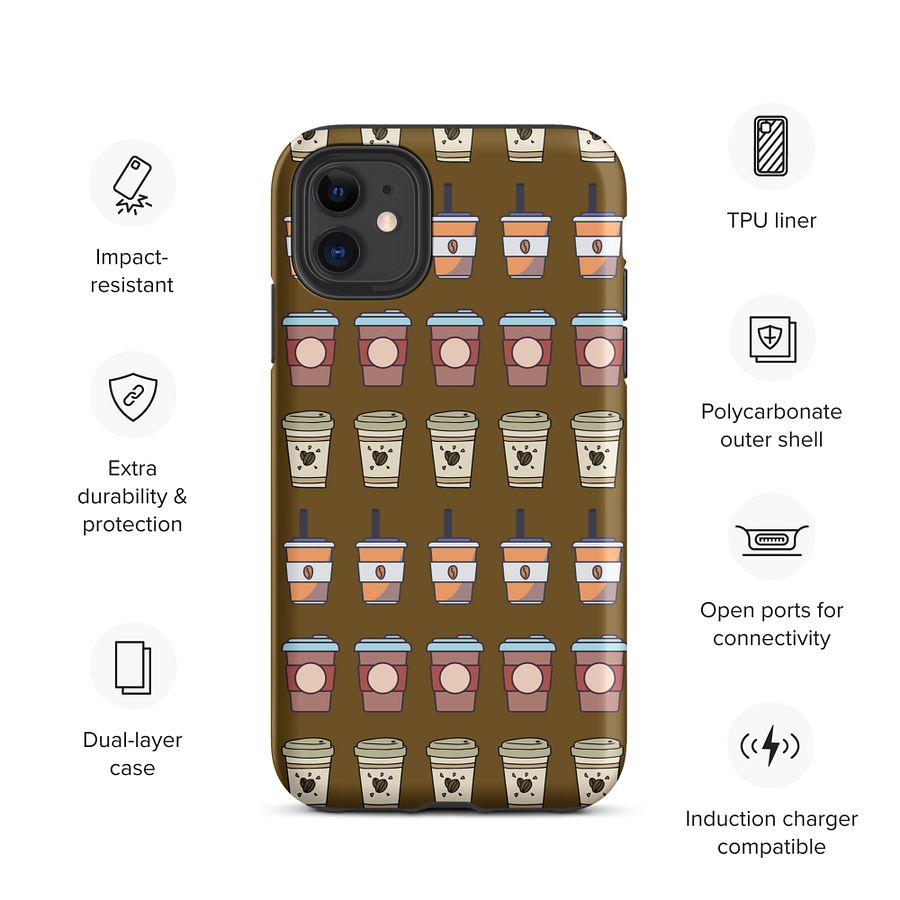 Coffee Aesthetic iPhone Case I Barista Vibes Brown Phone Cover for Coffee Lovers, Latte Art Design I MAGSAFE COMPATIBLE product image (5)