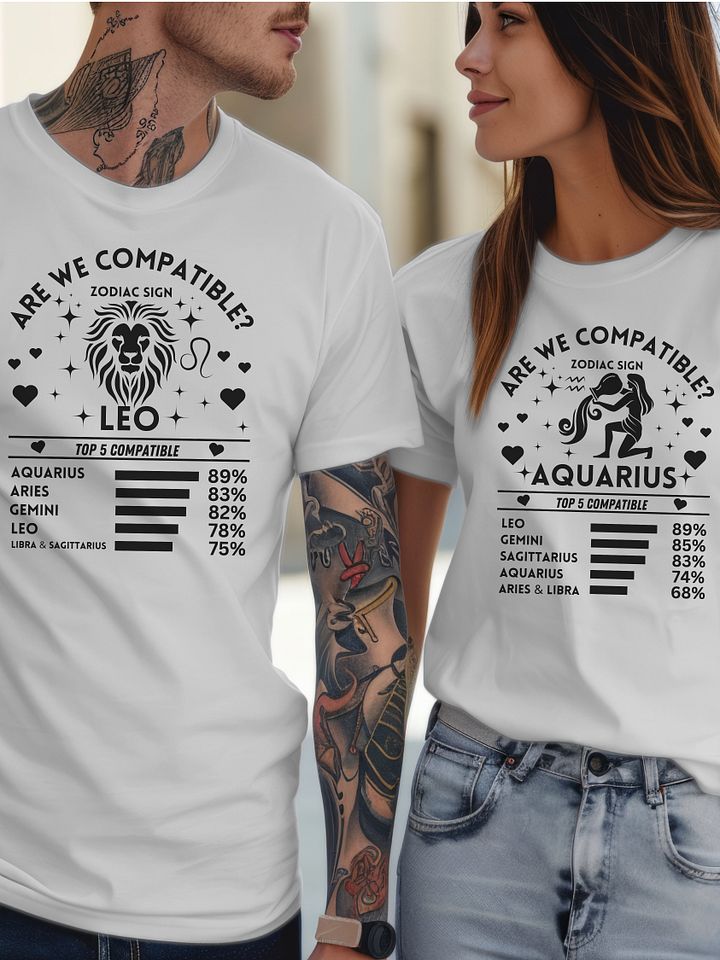 Leo Zodiac Sign Romantic Compatibility T-Shirt - Bella Canvas 3001 Unisex Staple T-Shirt - Light Colors product image (2)
