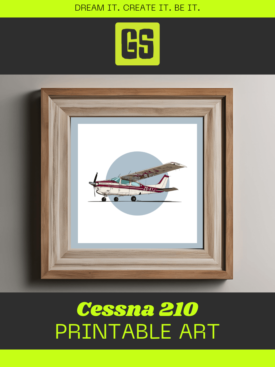 Cessna 210 Centurion ZS-KYJ Digital Printable Aviation Art Square Size Perfect Gift for Pilots & Enthusiasts product image (3)