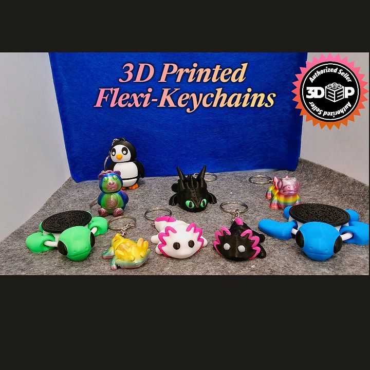 Cute 3D Printed Animal Keychain – Flexible Fidget Toy, Backpack Charm, Party Favor, Gift for Kids & Friends – Multiple Designs product image (1)