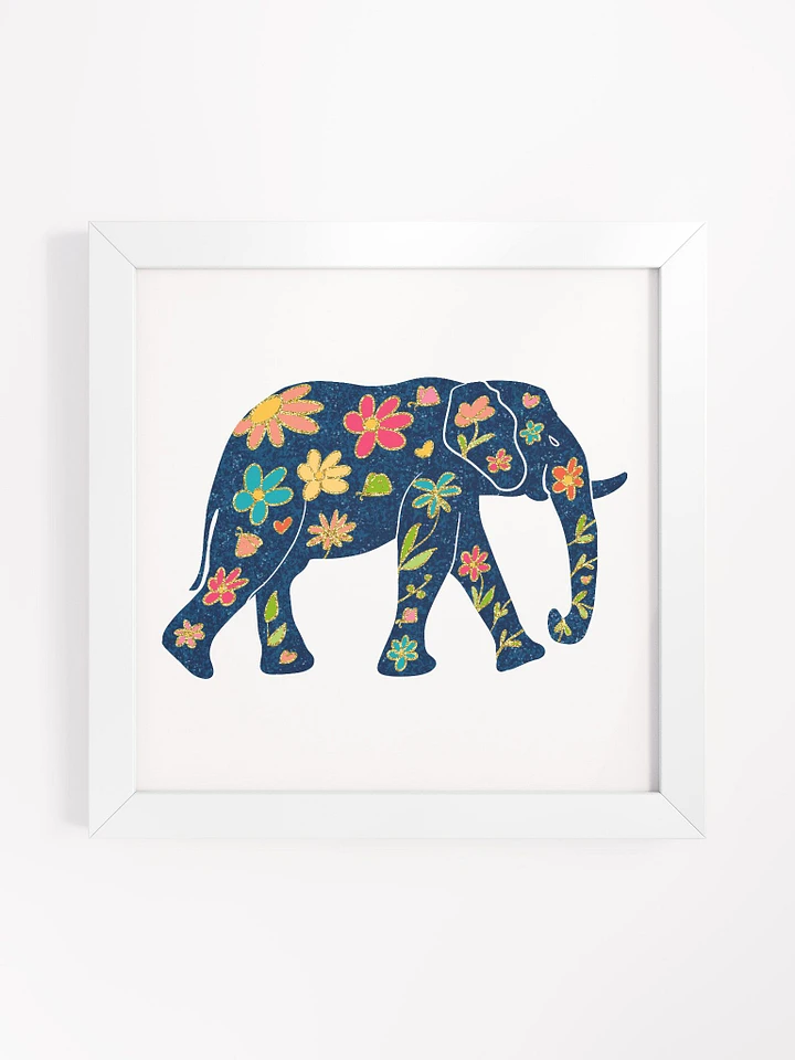 Elephant Boho Style with Flowers Framed Picture product image (1)