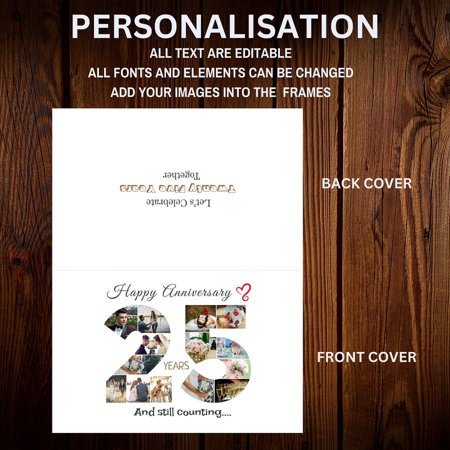25 Year Anniversary Photo Card Editable Canva Template product image (5)