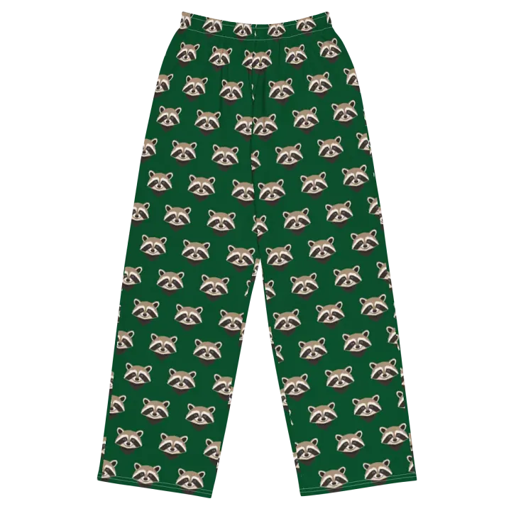 Raccoon Dreamland Wide-Leg Lounge Pants in Green product image (1)