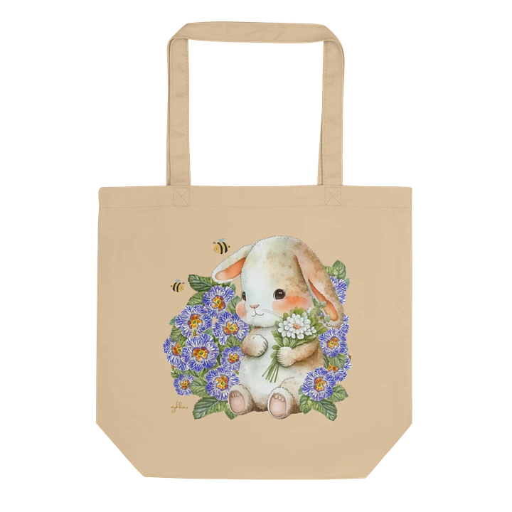Garden Whispers: Bunny and the Primula Zebra Blues Organic Cotton Tote Bag - Eco-Friendly, Durable, Stylish product image (13)
