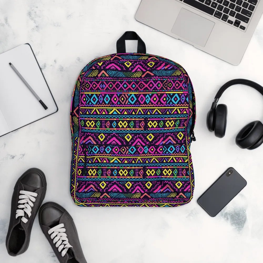 Neon Tribal Geometry Adventure Backpack product image (12)