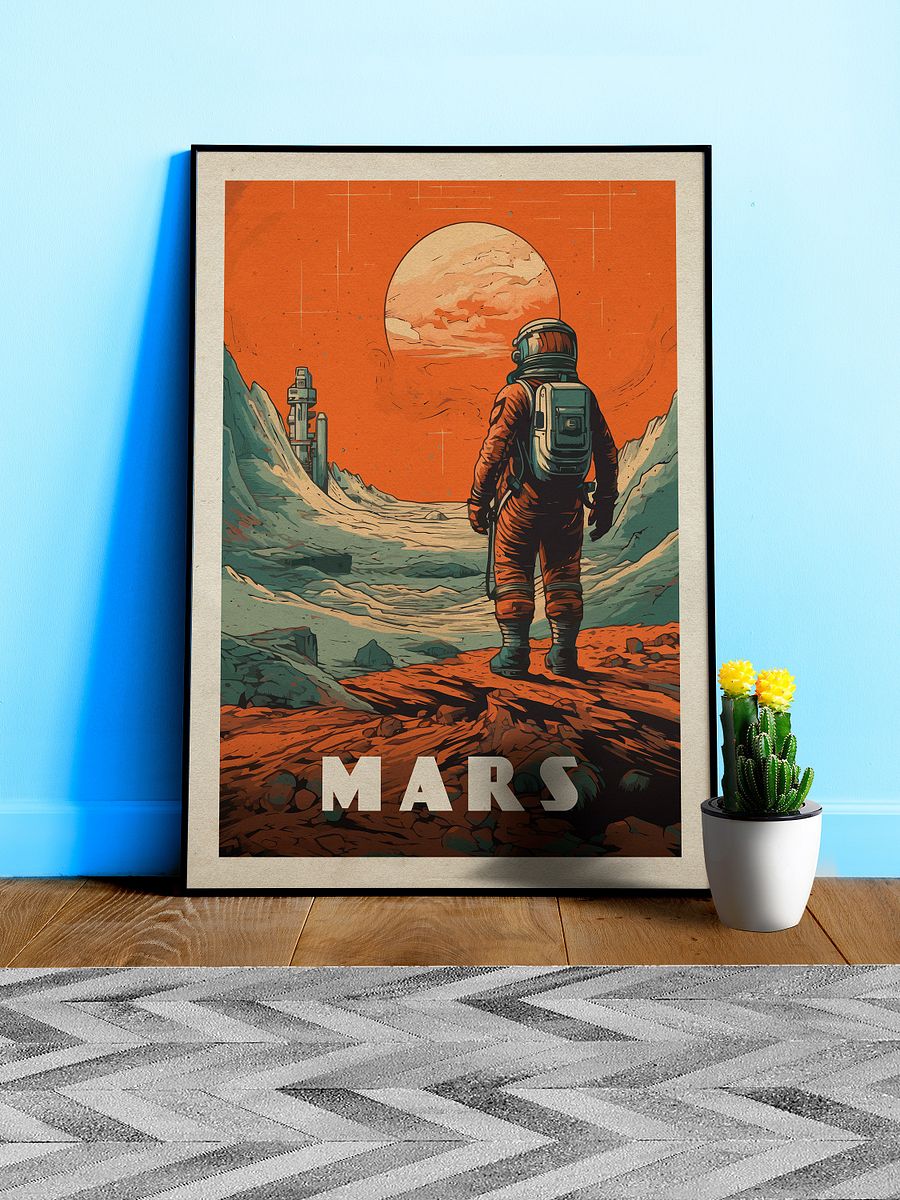 Mars, colony, astronaut — Vintage space poster product image (1)