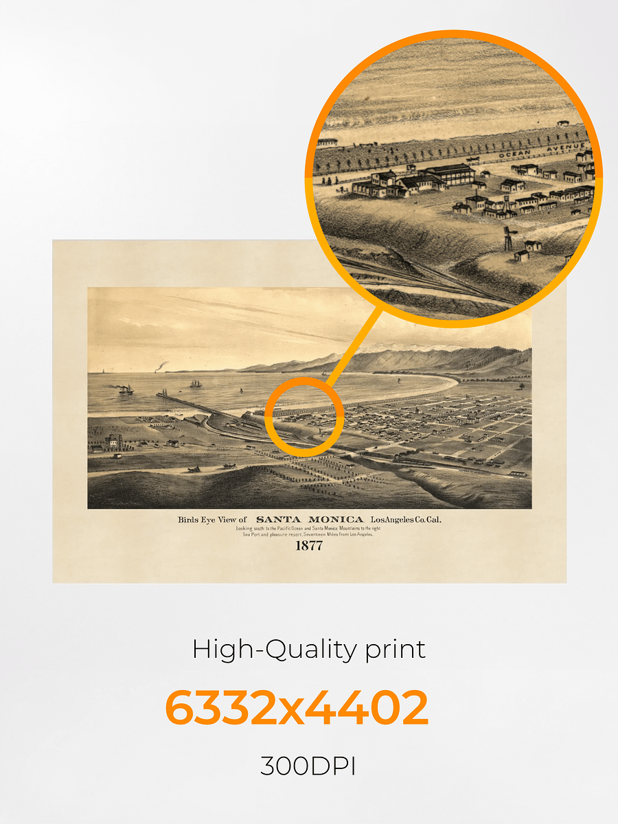 Santa Monica 1877 Poster Print – Hand-Drawn Historic City View (Unframed) product image (6)