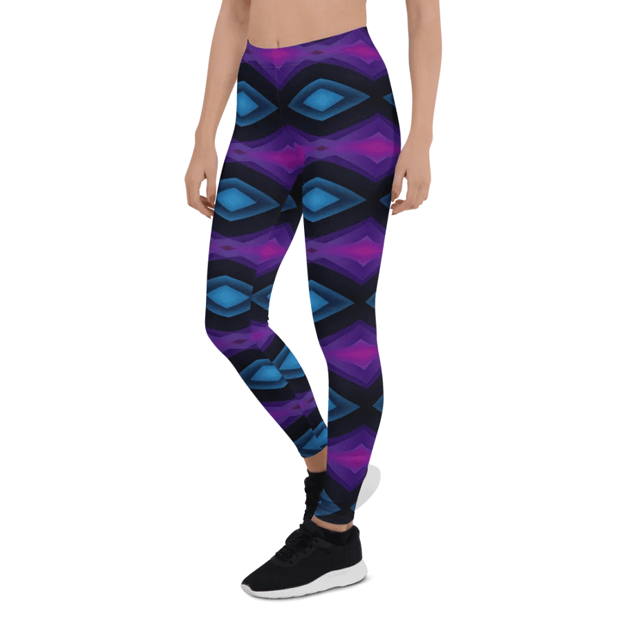 Purple & Blue Diamond Women's Leggings – Modern Geometric Design product image (3)
