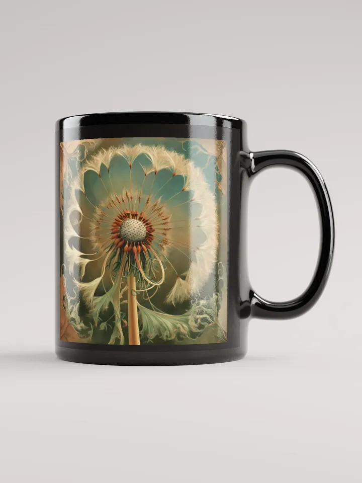 Art Nouveau Dandelion's Golden Seed Head Black Glossy Mug product image (1)