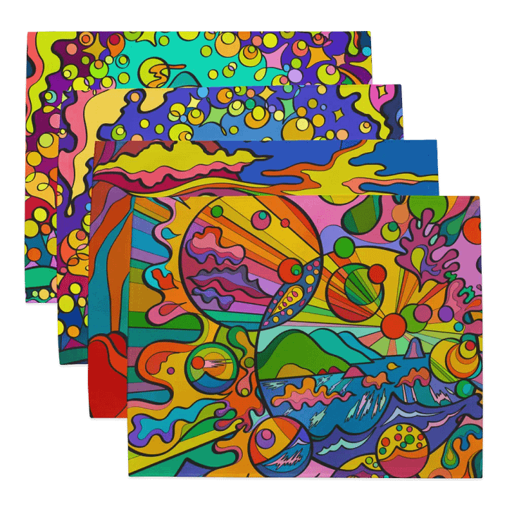 Vibrant Swirls Placemat Set – Colorful Marine Life product image (1)