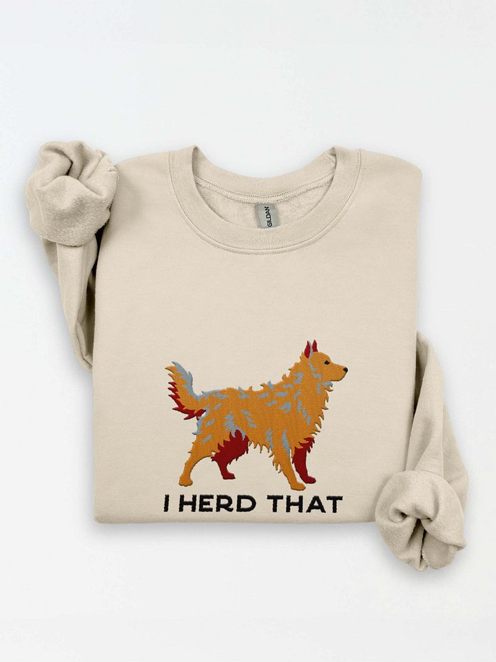 I Herd That Sweatshirt (Embroidered) of a Hungarian Mudi(Tan) product image (1)