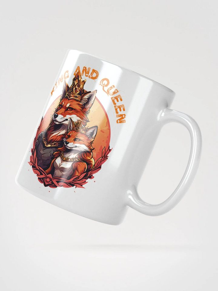 King and Queen White Glossy Mug | Elegant Fox Couple Design| Double-Sided Print | Perfect Gift for Anniversaries and Weddings product image (2)