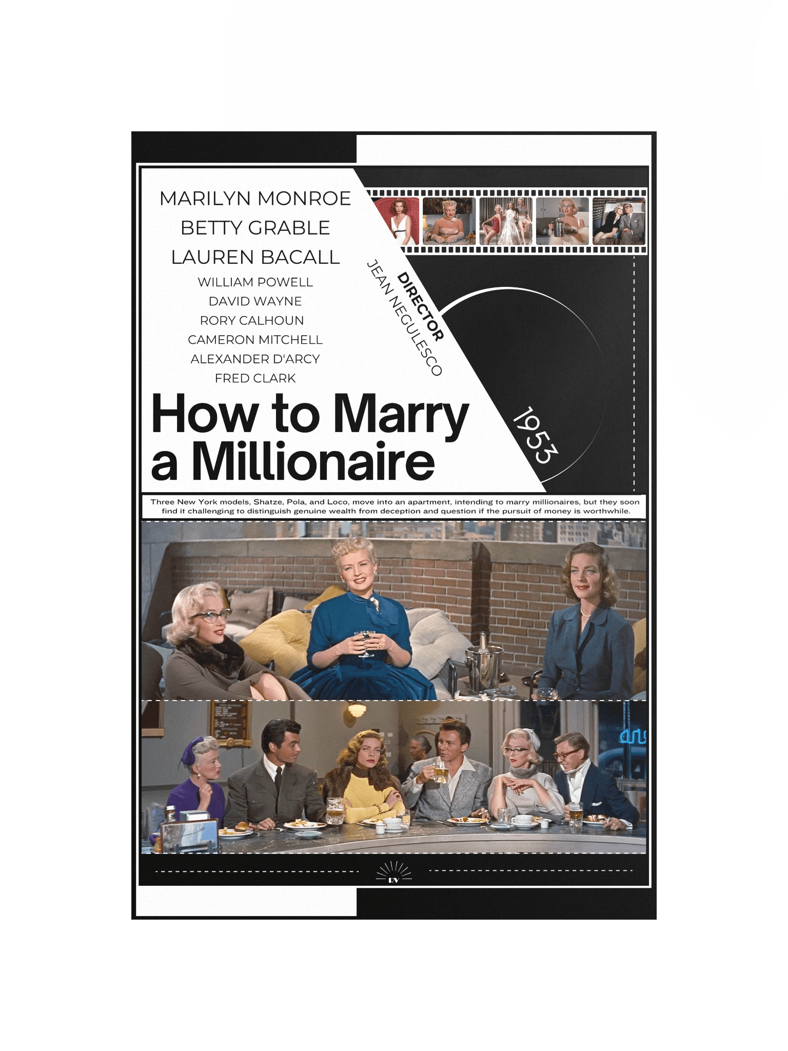 How to Marry a Millionaire with Marilyn Monroe, Lauren Bacall and Betty Grable 1953 | Movie Poster | 12x18 Wall Art product image (4)