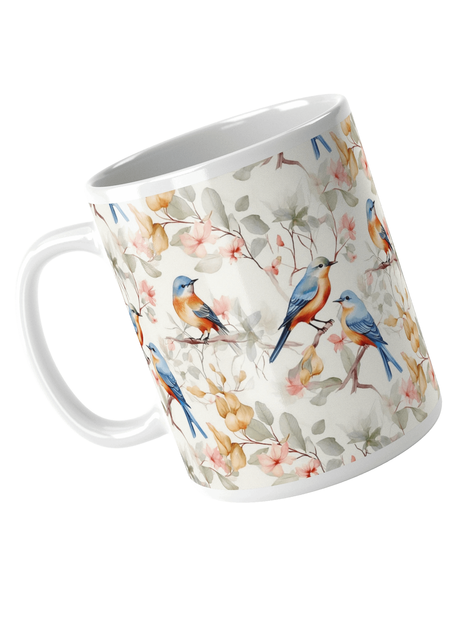 Bluebirds White Glossy Ceramic Mug by Treasure Pie product image (8)