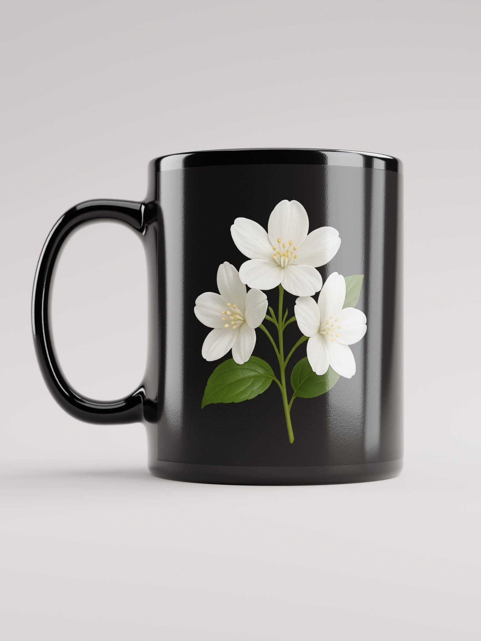 Floral Elegance Black Glossy Mug product image (12)