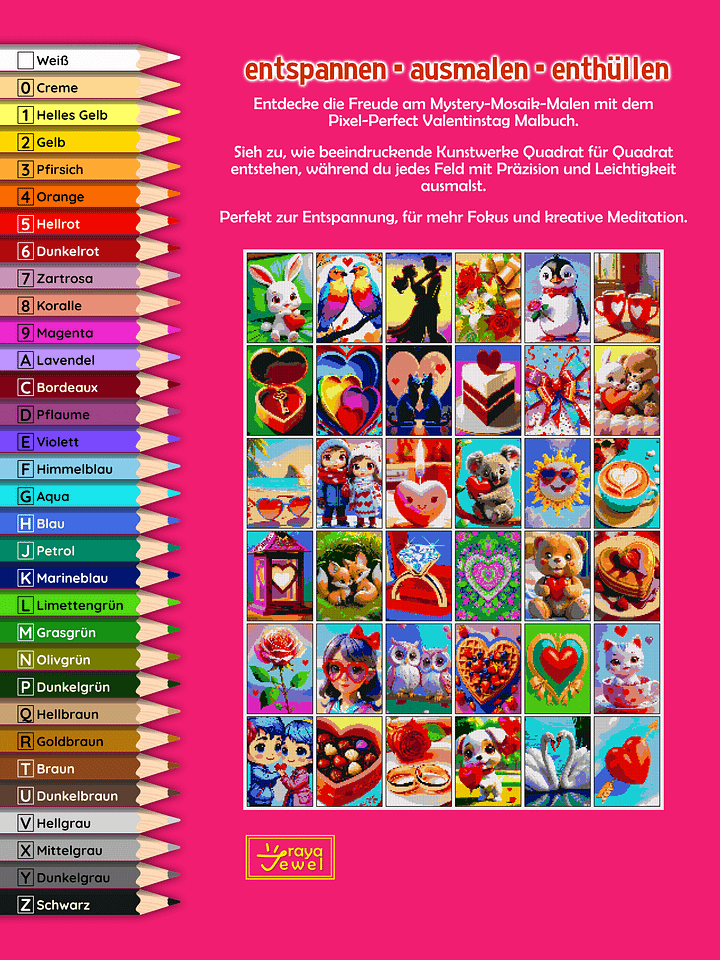 Pixel-Perfect Valentinstag Pixel Malbuch nach Zahlen - Druckbares PDF product image (2)