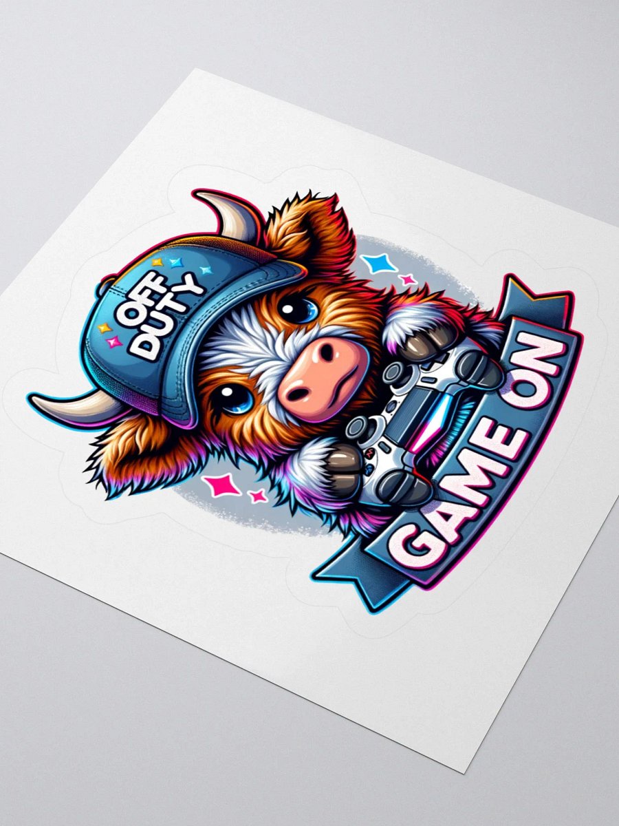 Off Duty Highland Cow Gaming Stickers product image (4)
